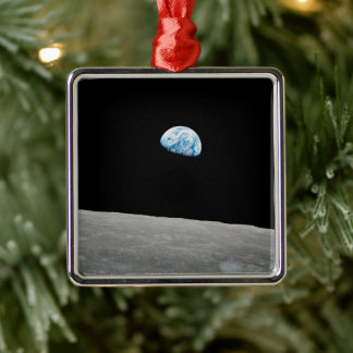 Earth Rising Above The Lunar Horizon. Metal Tree Decoration