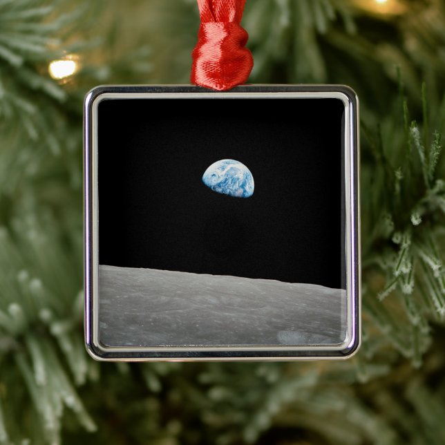 Earth Rising Above The Lunar Horizon. Metal Tree Decoration (Tree)