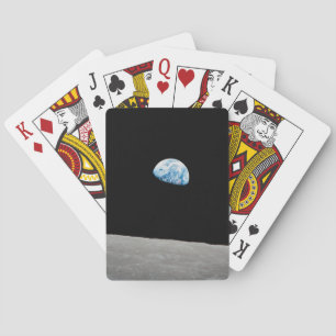 Earth Rising Above The Lunar Horizon. Playing Cards