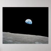 Earth Rising Above The Lunar Horizon.