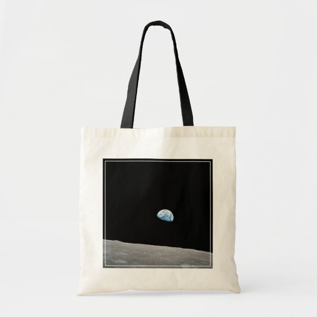 Earth Rising Above The Lunar Horizon. Tote Bag (Front)