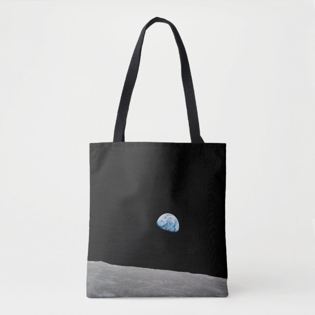Earth Rising Above The Lunar Horizon. Tote Bag (Front)