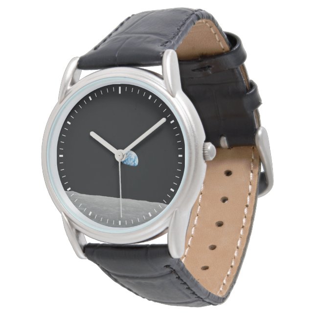 Earth Rising Above The Lunar Horizon. Watch (Angled)