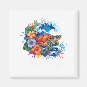 Earth Sea Turtle Art Earth Day 2025 Restore Save T Magnet