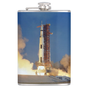 Earth Shakes as Saturn V Blazes Skyward to Moon Hip Flask