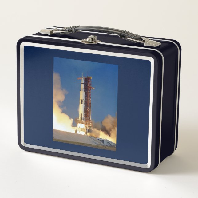 Earth Shakes as Saturn V Blazes Skyward to Moon Metal Lunch Box (Front)