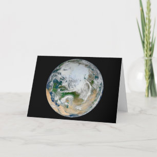 Earth Showing The Arctic, Europe And Asia. Card