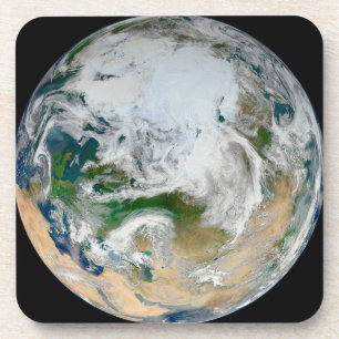 Earth Showing The Arctic, Europe And Asia. Coaster