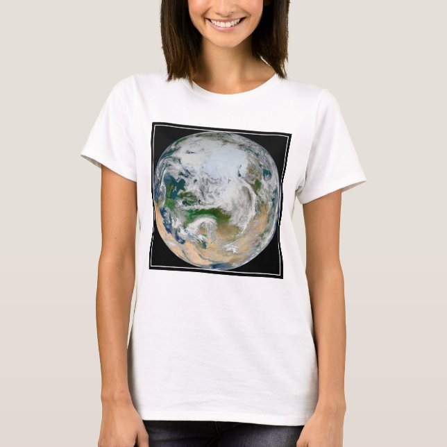 Earth Showing The Arctic, Europe And Asia. T-Shirt (Front)