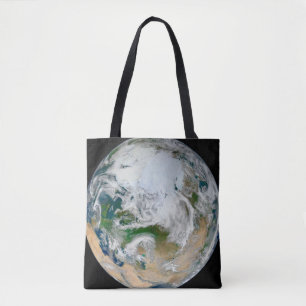 Earth Showing The Arctic, Europe And Asia. Tote Bag