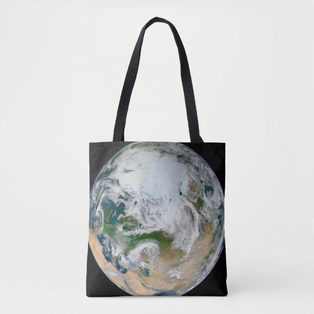 Earth Showing The Arctic, Europe And Asia. Tote Bag (Front)