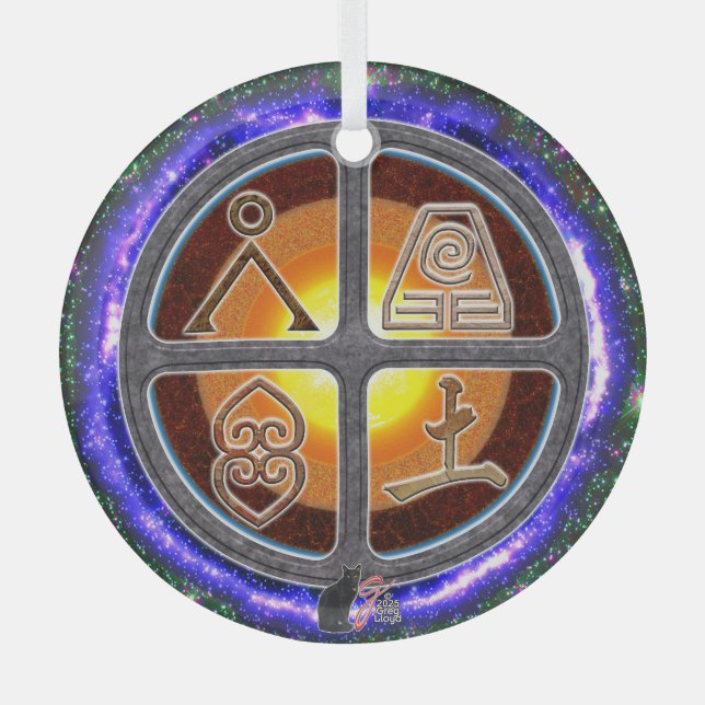 Earth Signs Glass Tree Decoration (Front)