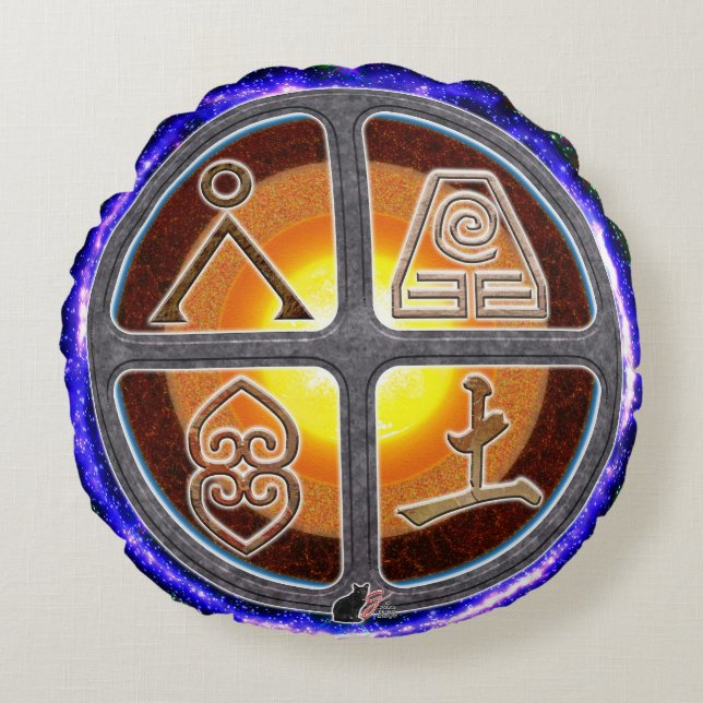 Earth Signs Round Cushion (Front)