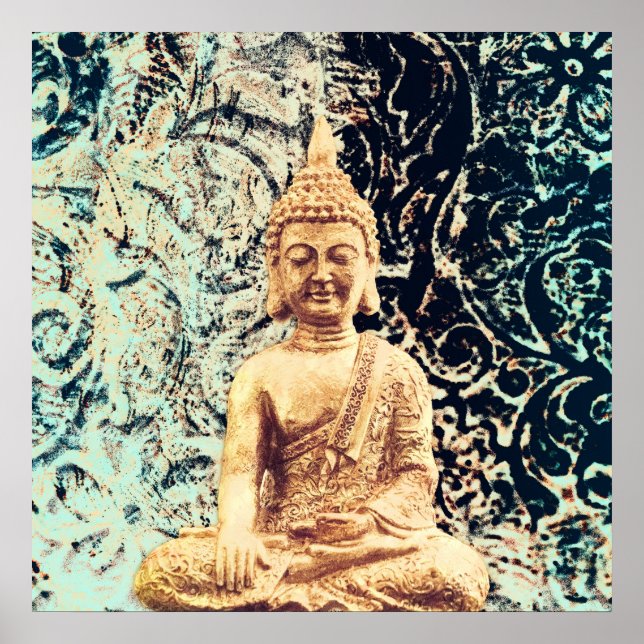 Earth Sitting Buddha Elegant Zen Enlightenment Poster (Front)