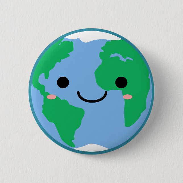 Earth Smiley Face 6 Cm Round Badge (Front)