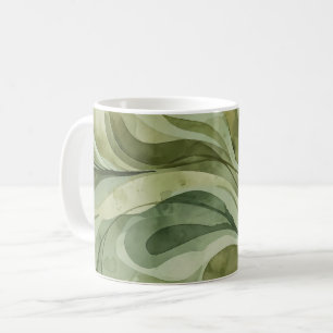 Earth Song Flowing Abstract Sage & Olive Greens Coffee Mug