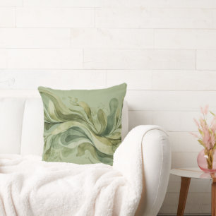 Earth Song Flowing Abstract Sage & Olive Greens Cushion