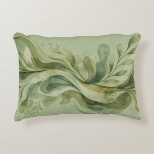 Earth Song Flowing Abstract Sage & Olive Greens Decorative Cushion