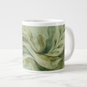 Earth Song Flowing Abstract Sage & Olive Greens Large Coffee Mug