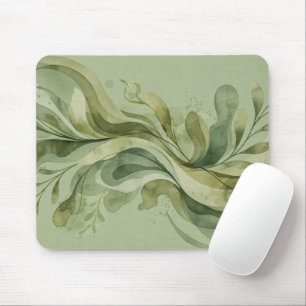 Earth Song Flowing Abstract Sage & Olive Greens Mouse Mat