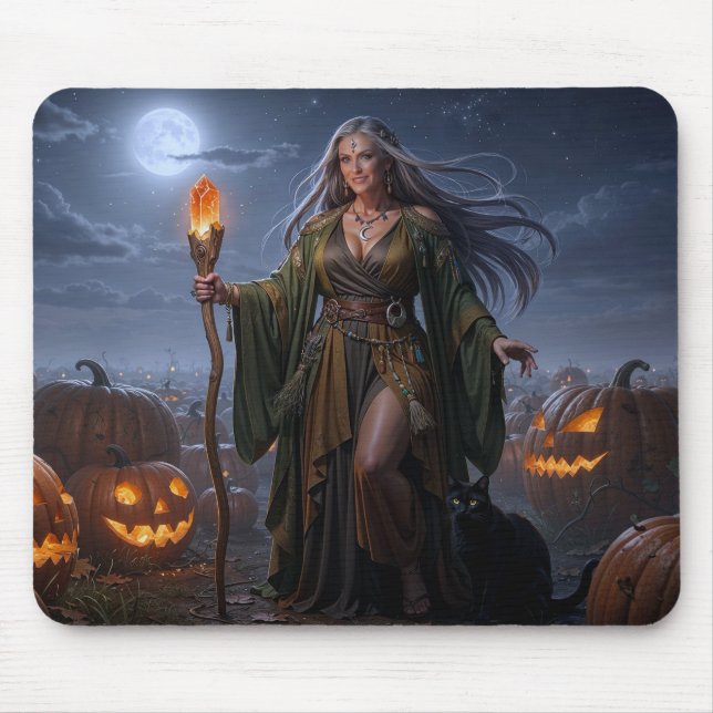 Earth Sorceress of the Moonlit Pumpkin Patch Mouse Mat (Front)