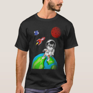 Earth Space Forest Animal Rocket Astronaut Racoon T-Shirt