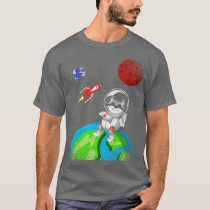 Earth Space Forest Animal Rocket Astronaut Racoon T-Shirt