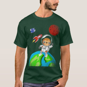 Earth Space Zoo Animal Rocket Astronaut Sloth T-Shirt