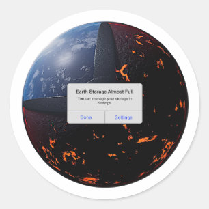 Earth Storage Almost Full Classic Round Sticker