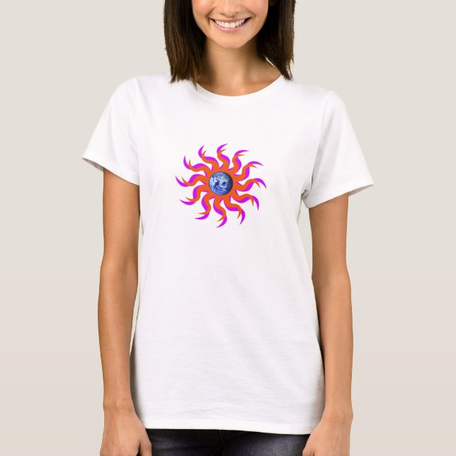 “EARTH SUN” symbol/purple orange T-Shirt (Front)