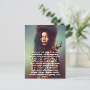 Earth Teach Me Prayer Indigenous Woman   Postcard