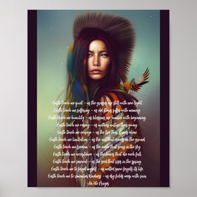 Earth Teach Me Prayer Indigenous Woman Poster (Front)