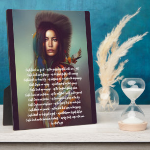 Earth Teach Me Prayer Indigenous Woman Tabletop Plaque