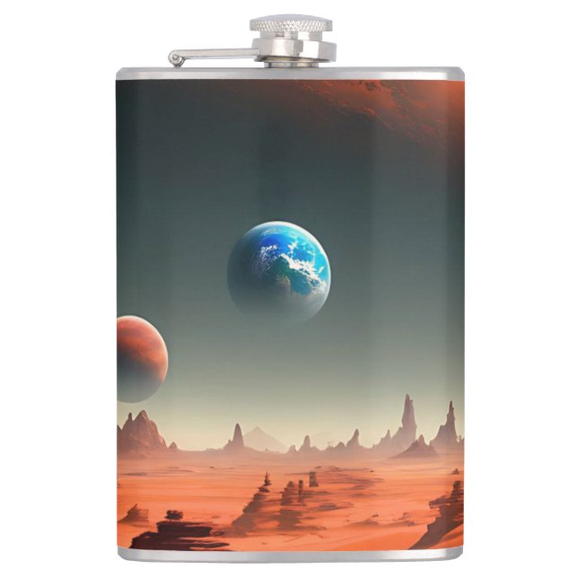 Earth This Is Mars Calling, Hip Flask (Front)