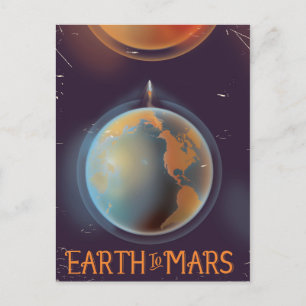Earth To Mars Retro Sci-fi poster Postcard