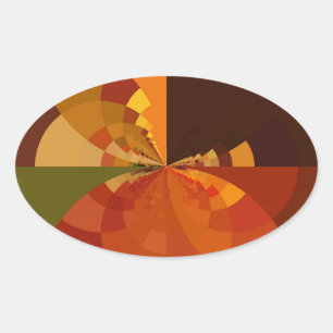 Earth Tone Abstract Colour Art Print Design Oval Sticker