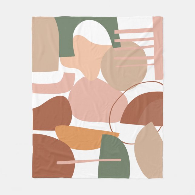 Earth Tone Abstract Pattern Fleece Blanket (Front)