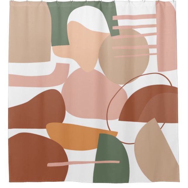 Earth Tone Abstract Pattern Shower Curtain (Front)
