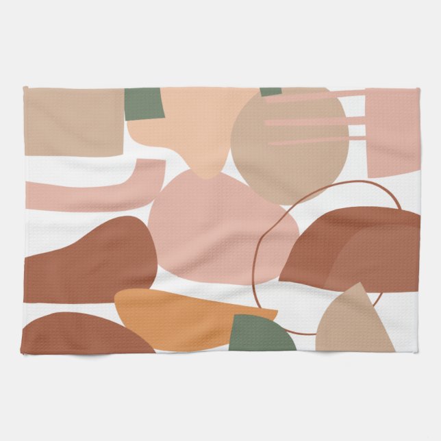 Earth Tone Abstract Pattern Tea Towel (Horizontal)