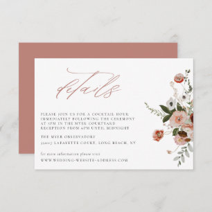 Earth-tone Autumn Floral Wedding Details Card
