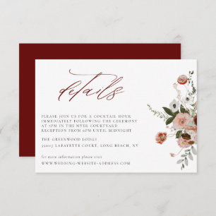 Earth-tone Autumn Floral Wedding Details Card
