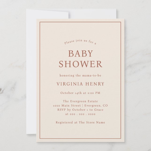 Earth Tone Baby Shower Invitation (Front)