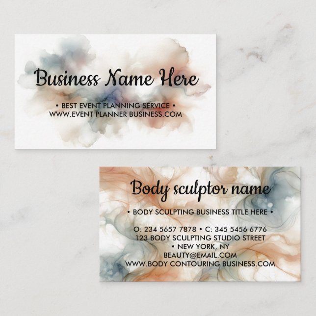Earth Tone Beige Blue Ombre Business Card (Front/Back)
