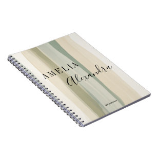 Earth tone Boho Retro Script Abstract Wavy Lines Notebook