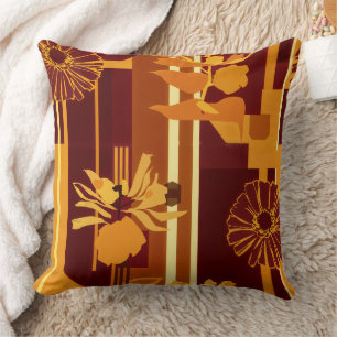 Earth Tone Botanical Floral Pattern Cushion