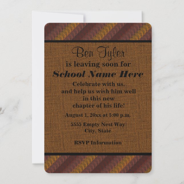 Earth Tone Brown Rust "Off To College" Invite (Front)