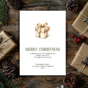 Earth Tone Christmas Present Greeting Card Elegant