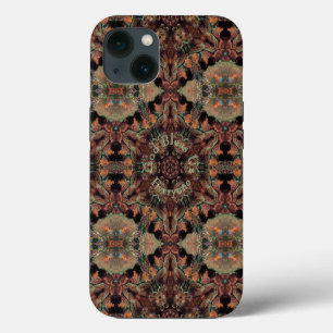 Earth Tone Coral Kaleidoscope Brown & Orange iPhone 13 Case