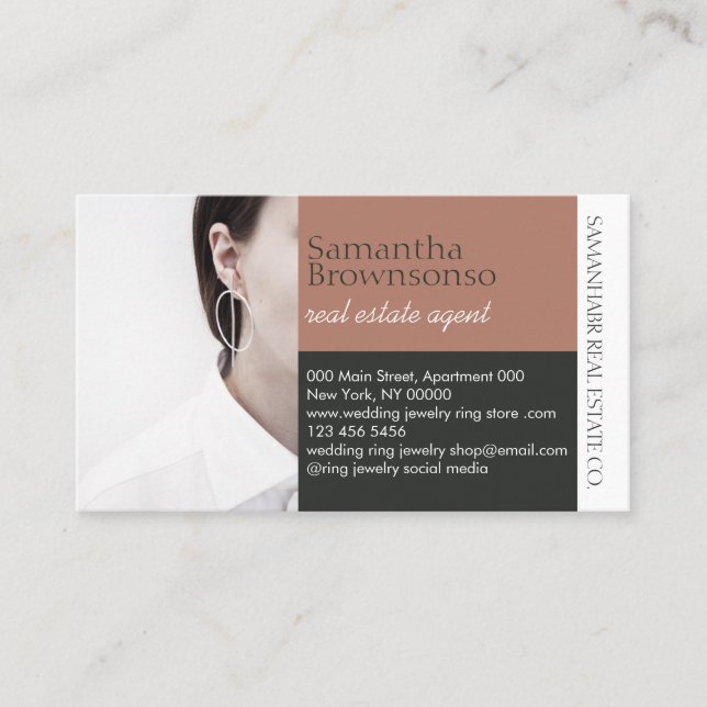 Earth Tone Custom Photo Real Estate Agency Business Card (Front)