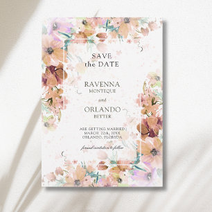 Earth Tone Floral Botanical Romance Wedding Save The Date